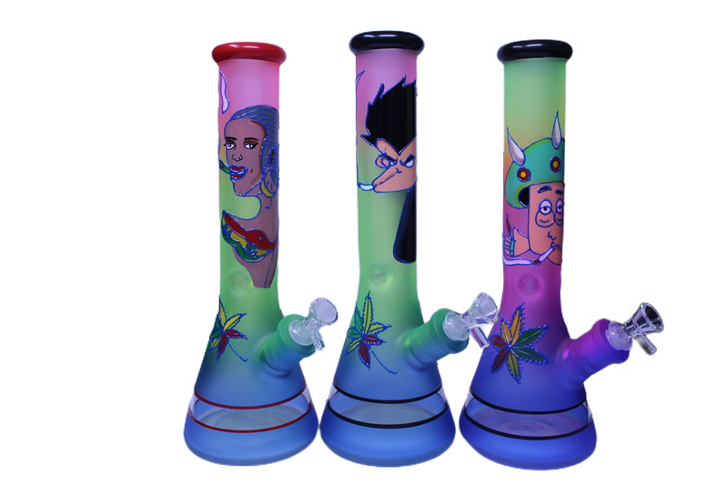 14" 7mm Hand Painted Beaker Bong