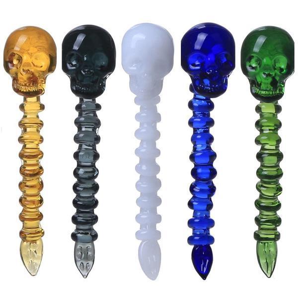 4" Glass Skull Dab Tool - Assorted Colours - Big Dog Distribution Ltd.