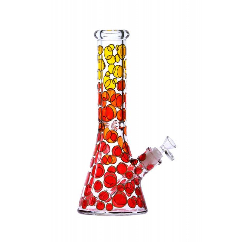 13" 7mm Golden Circle Color Dots Beaker Bong