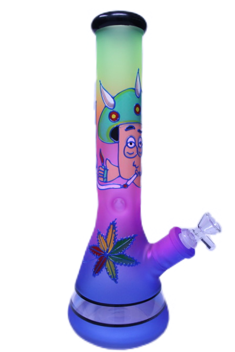 14" 7mm Hand Painted Beaker Bong