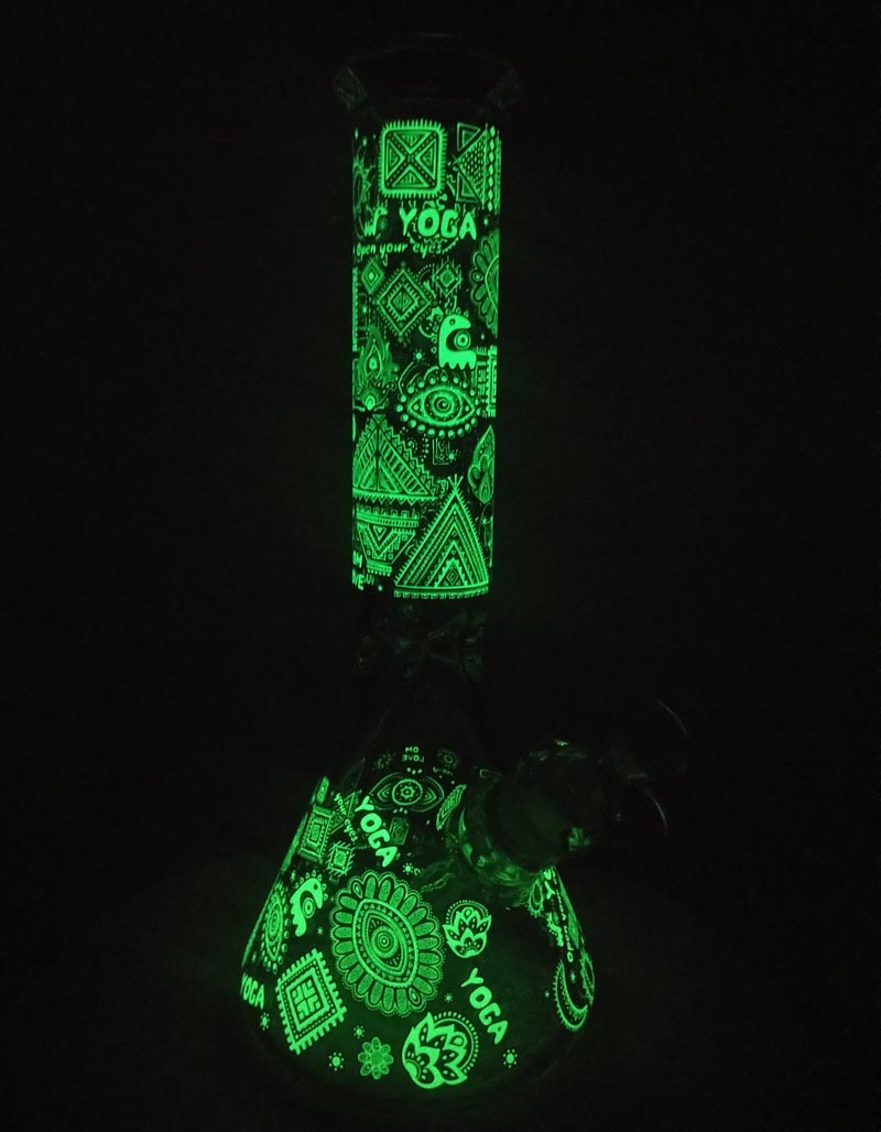 14” 9mm Yoga Glow in Dark Beaker Bong