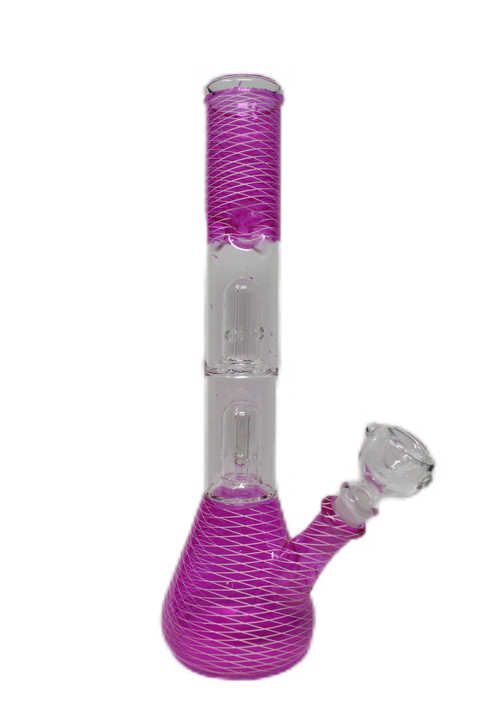 12" Double Dome Perc Beaker Bong - Assorted Colours