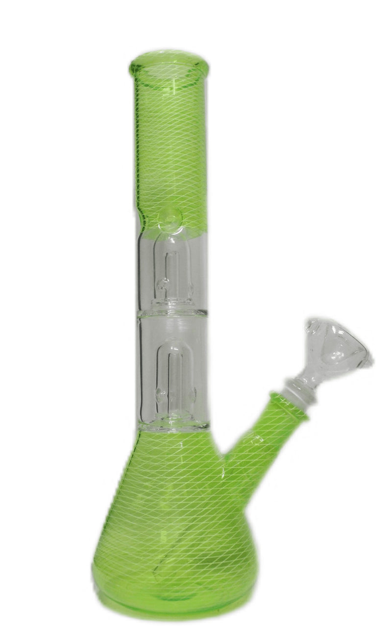 12" Double Dome Perc Beaker Bong - Assorted Colours