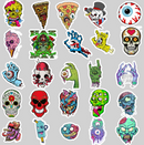 Skull Face Stickers - Assorted Design - 50pcs/Pack