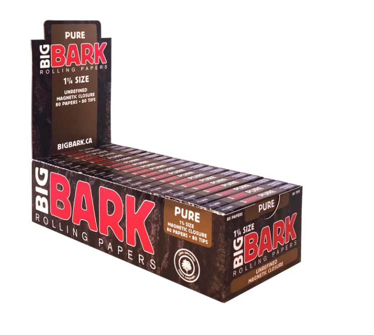 Big Bark 1¼ Pure Unrefined Rolling papers with Tips - 80/Pack