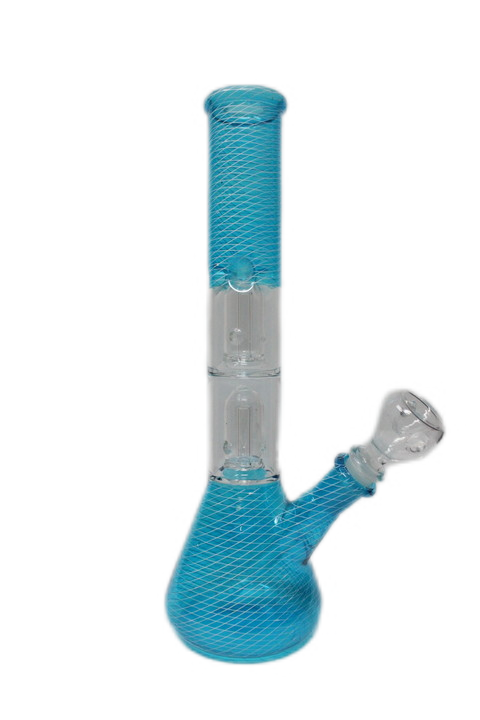 12" Double Dome Perc Beaker Bong - Assorted Colours