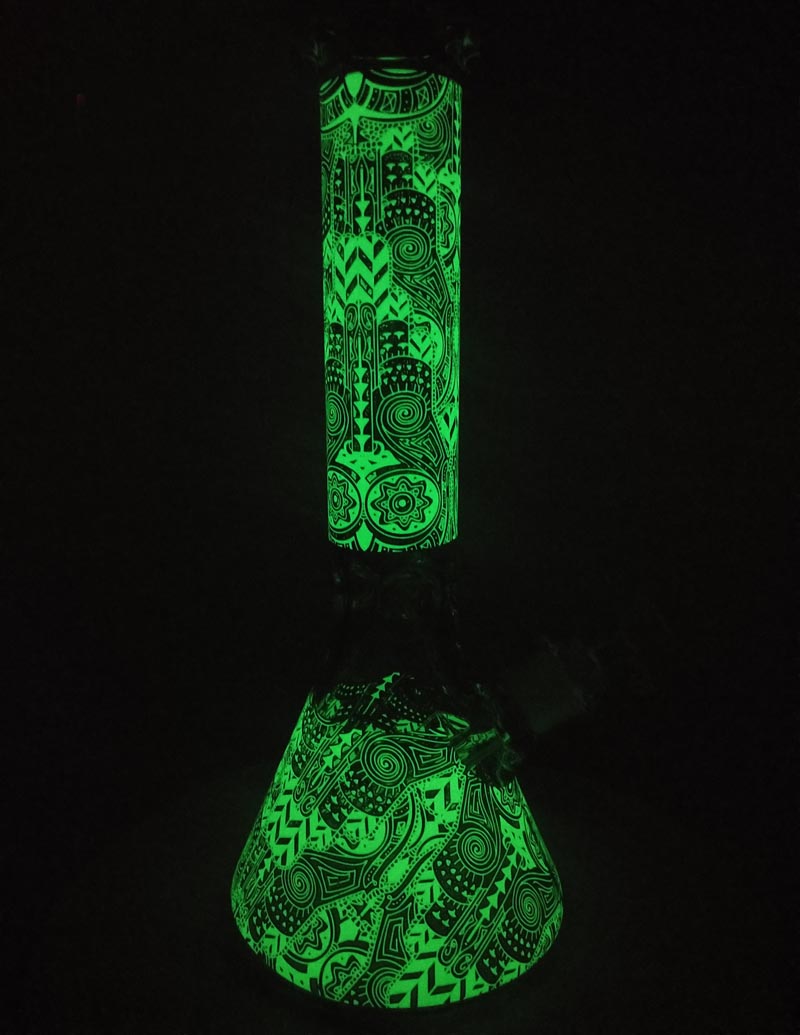 14” 9mm Totem Glow in Dark Beaker Bong