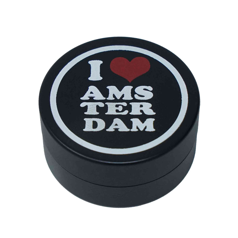 44mm 2-Piece Metal 'I ❤ Amsterdam' Grinder - Big Dog Distribution Ltd.