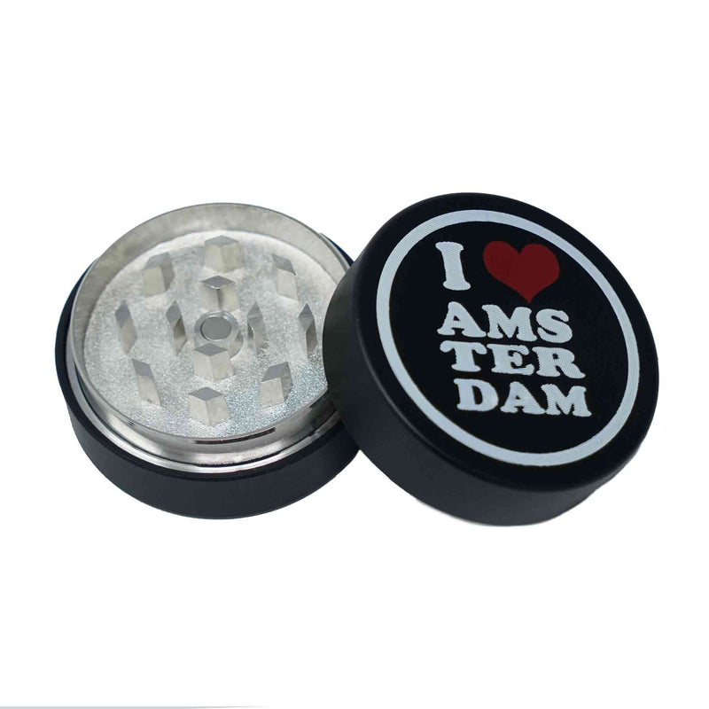 44mm 2-Piece Metal 'I ❤ Amsterdam' Grinder - Big Dog Distribution Ltd.