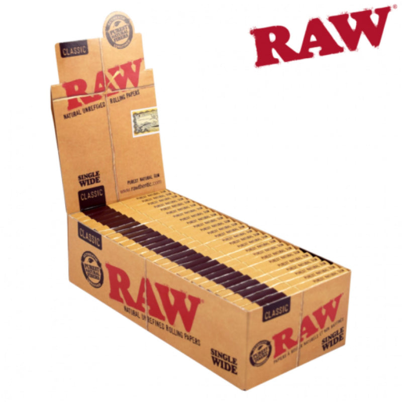 RAW Classic Single Wide Double Window Rolling Papers - 25 Packs/Box - Big Dog Distribution Ltd.