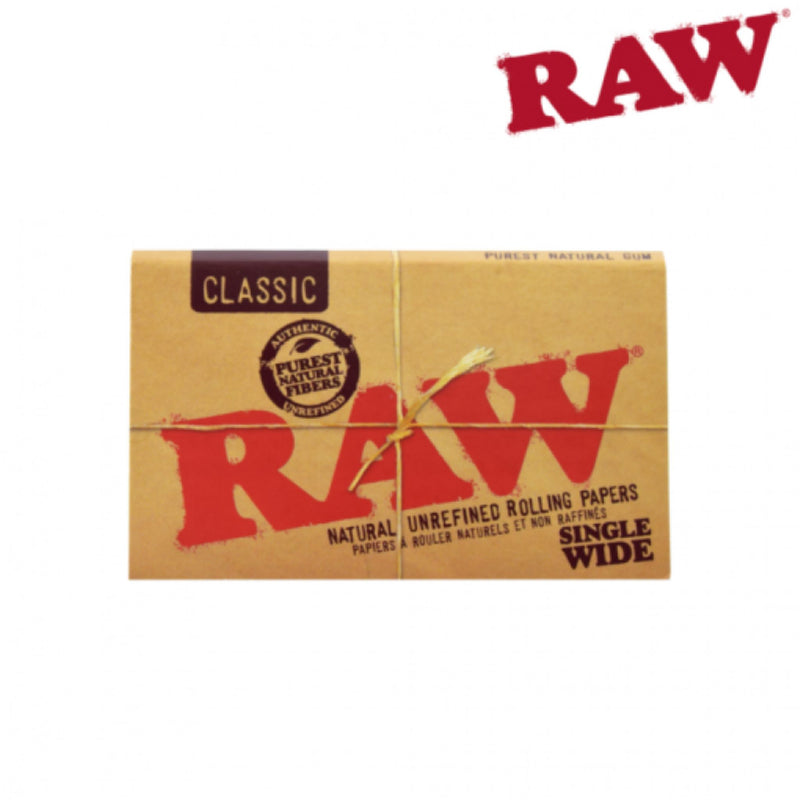 RAW Classic Single Wide Double Window Rolling Papers - 25 Packs/Box - Big Dog Distribution Ltd.