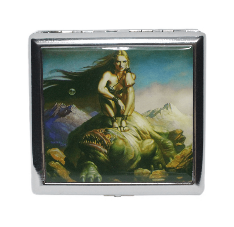 Metal Cigarettes Case with Picture - 3.4"x3.4" - 12 Pack