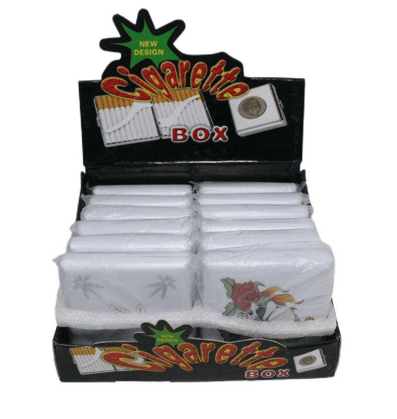 Pattern White Cigarettes Case - 3.4"x3.4" - 12 Pack