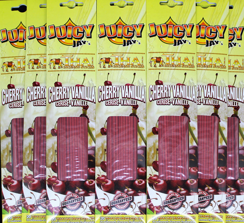 Juicy Jay's Thai Incense Sticks - Cherry Vanilla  Box of 12 Packs, 20 Sticks/Pack