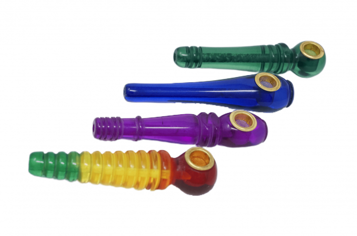 3.5" Acrylic Pipe with metal bowl - Assorted Design - Big Dog Distribution Ltd.