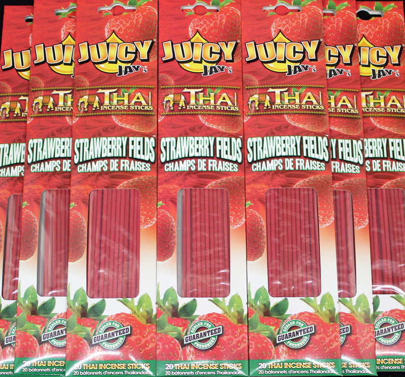 Juicy Jay's Thai Incense Sticks - Strawberry Fields Box of 12 Packs, 20 Sticks/Pack