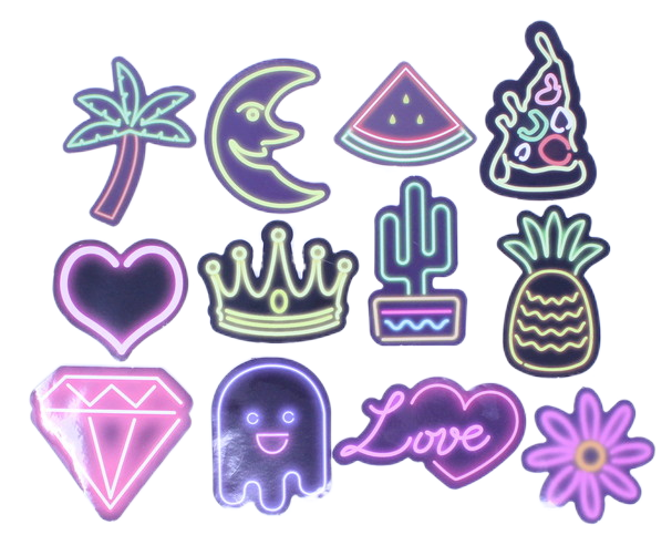 Neon lights Stickers - Assorted Design - 21pcs/Pack